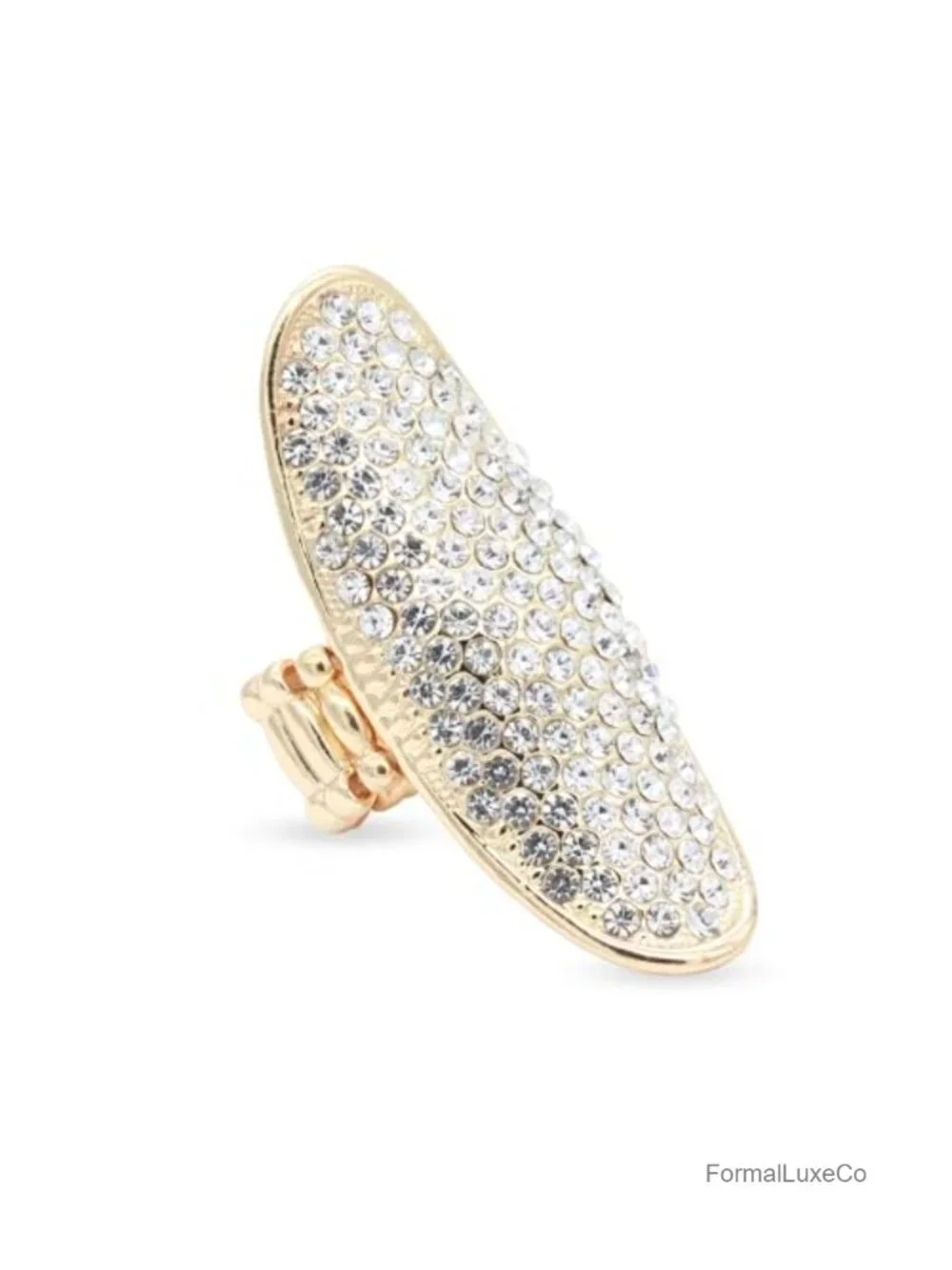 Lavencious Oval Ring Stretchable Band Women Size 9-12 Crystal
